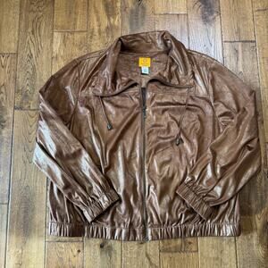 Ruby Rd Women's Jacket Plus Sz 18W Brown and Gold Metallic Texture Polyester